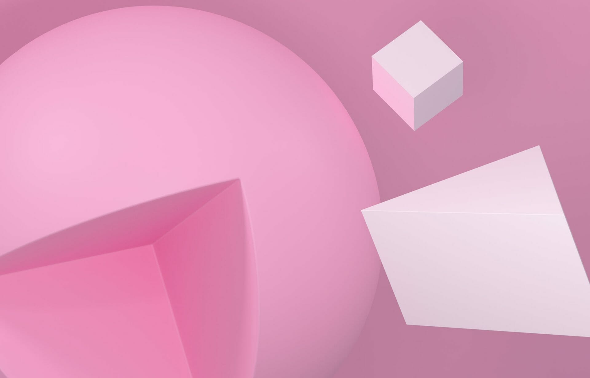 geometric 3d shapes scene pink